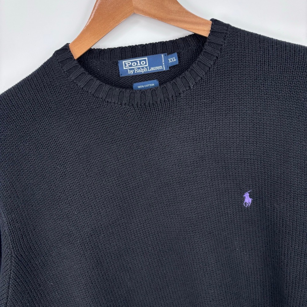 Polo Ralph Lauren Cotton Crewneck Sweater Mens XXL Black Heavyweight Preppy